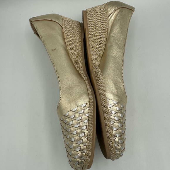 Sesto Meucci Womens  Gold Woven Leather Slip on Comfort Shoes Size 8M - Picture 5 of 11